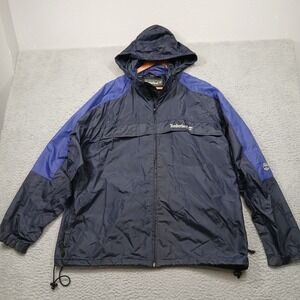 Timberland Men's Navy Blue‎ Windbreaker Jacket XL Hooded Nylon
